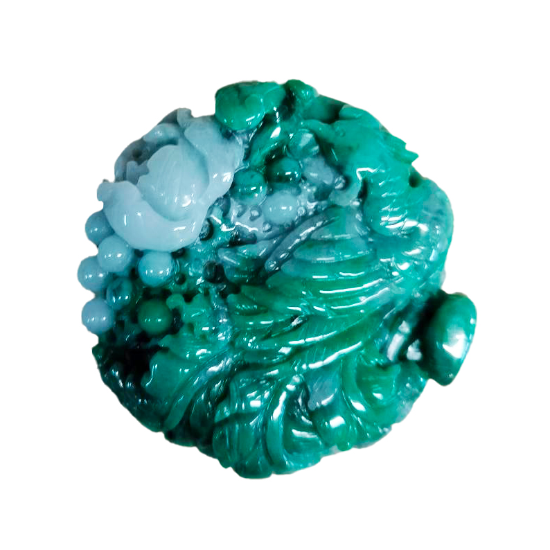 翡翠玉(A貨)丹鳳朝陽花開富貴牡丹花大富大貴