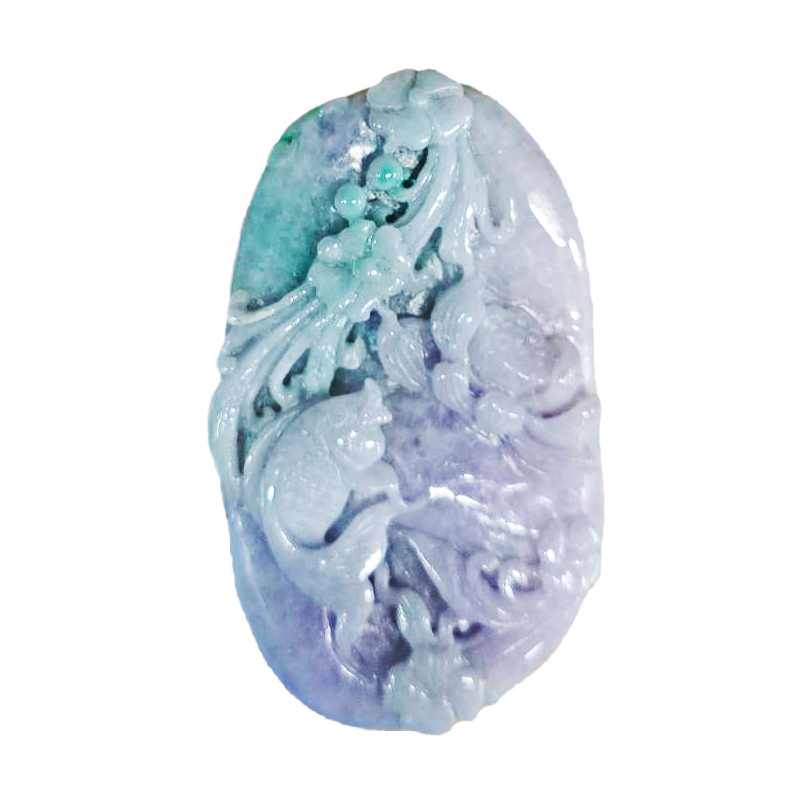 翡翠(A貨)春帶彩蓮花鯉魚年年有餘