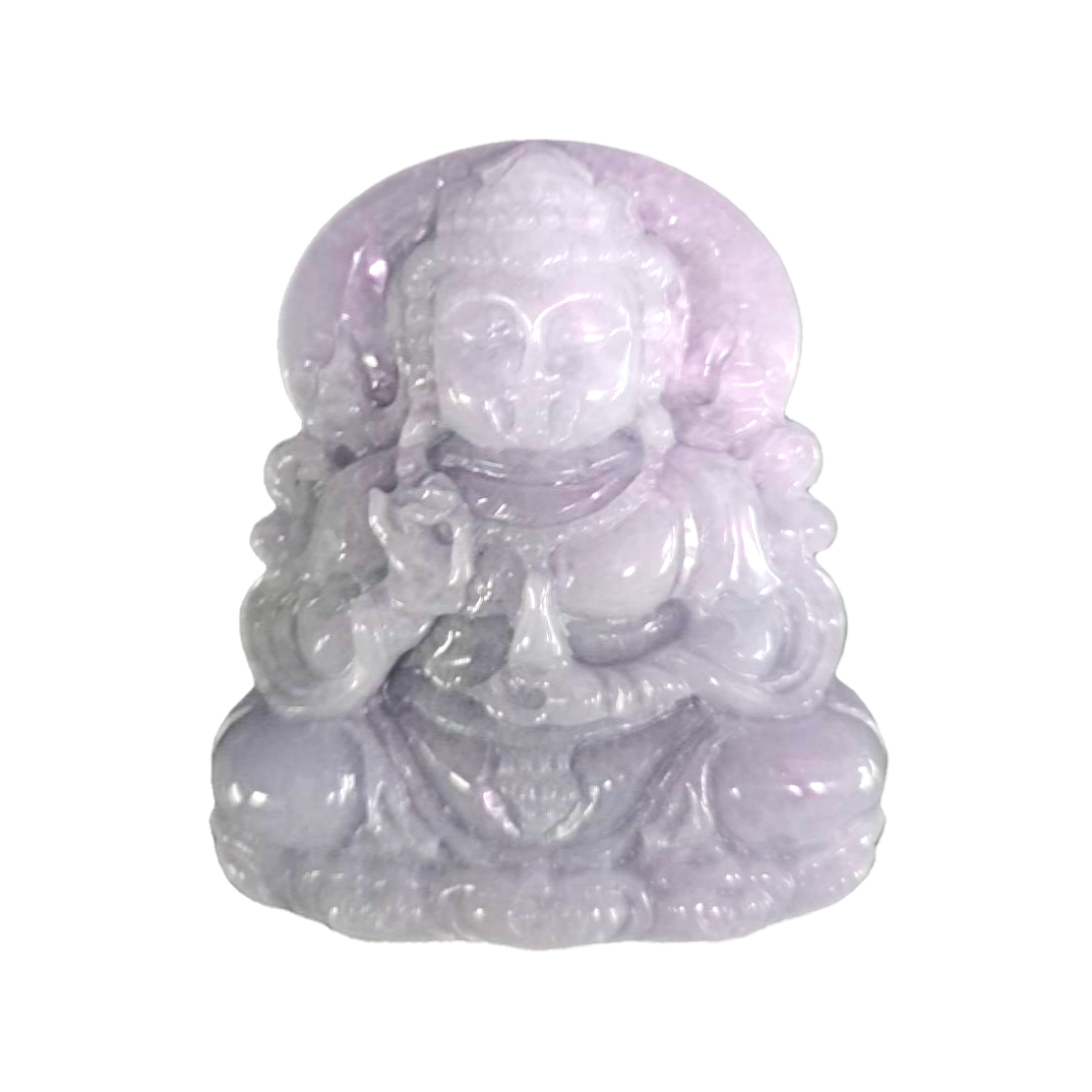 翡翠玉(A貨)滿紫羅蘭翡翠雕刻大莊淨瓶觀音菩薩法相慈祥莊嚴