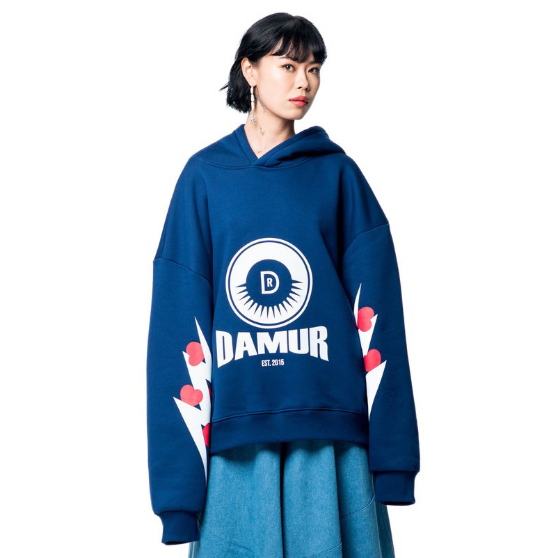 #DAMUR 藍色愛心閃電長袖帽ㄒ